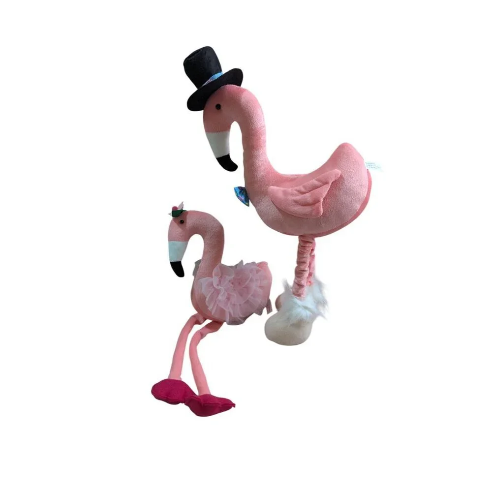 Pink Flamingo Plush Stuffed Animal‎ Set Top Hat Tutu Tropical Decor 22 Inch